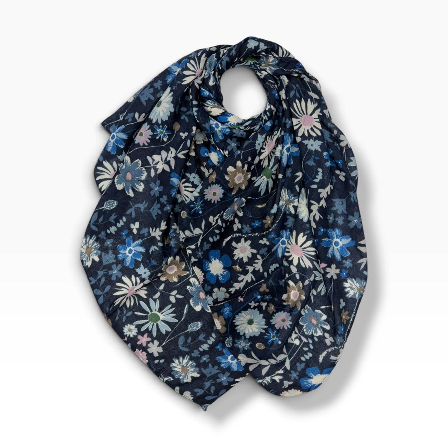 Wildflower Floral Print Scarf Navy