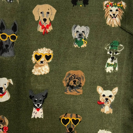 Festive Dog Print Scarf Green