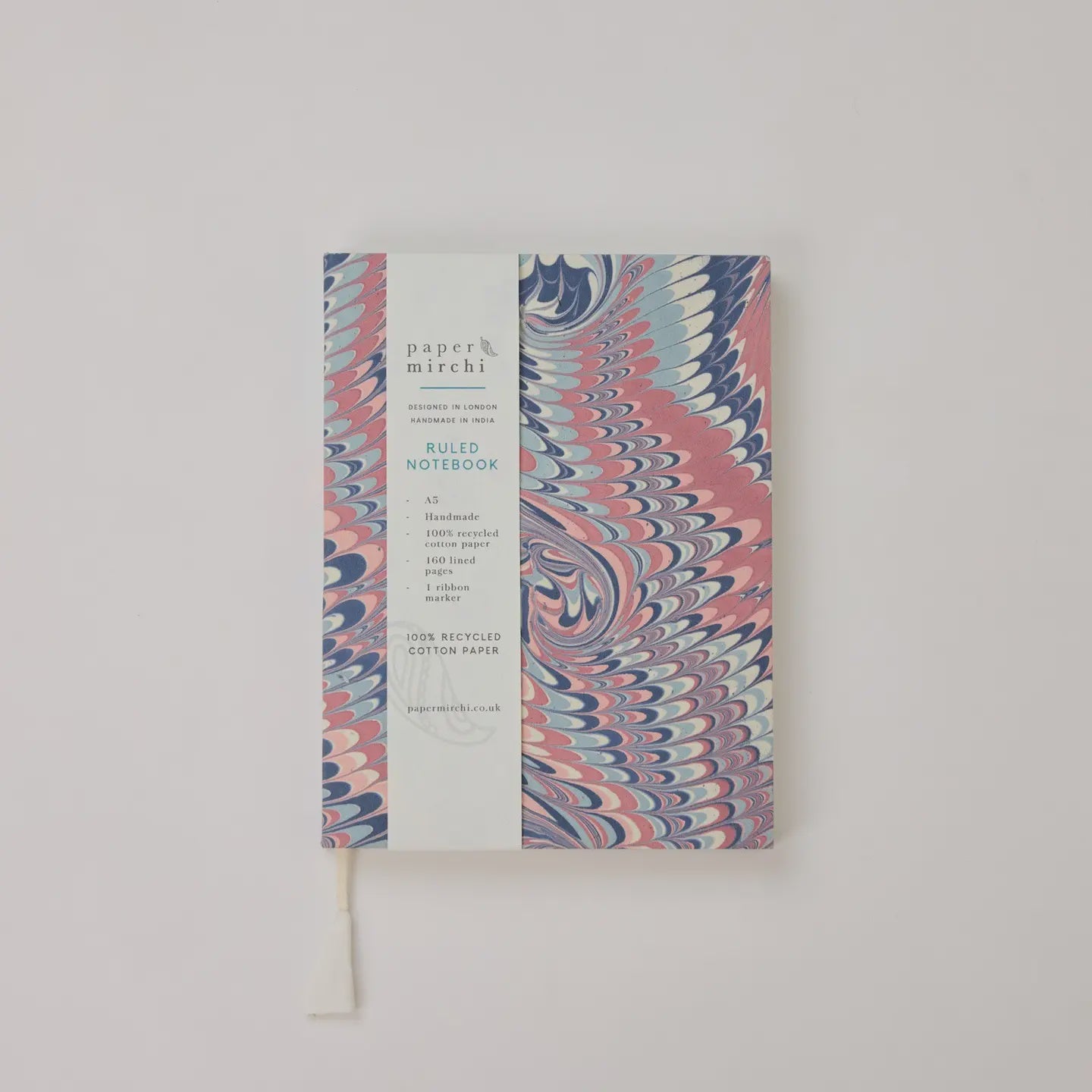 Paper Mirchi A5 Ruled Notebook - Twisted Scallops Hydrangea - Precious Sparkle