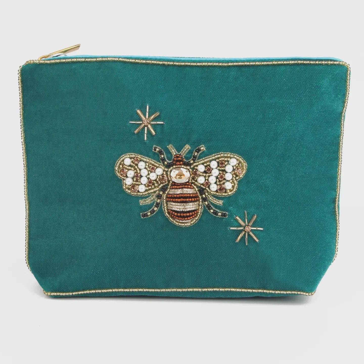 My Doris Teal Golden Bee Medium Purse
