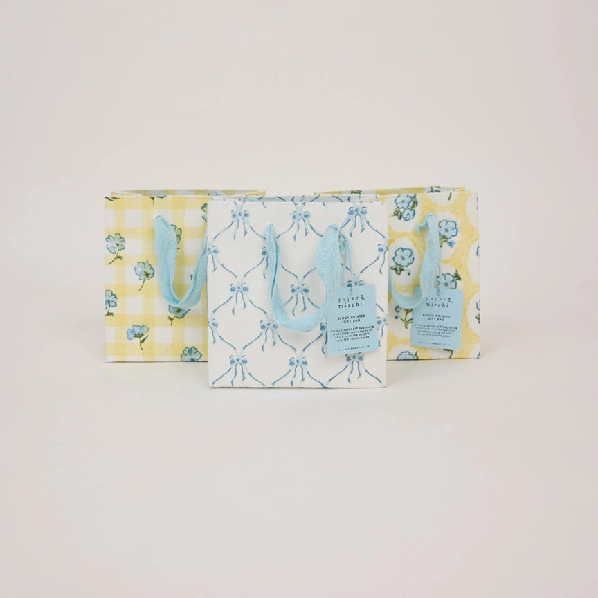 Paper Mirchi Hand Block Printed Gift Bags Small Alaska - Precious Sparkle