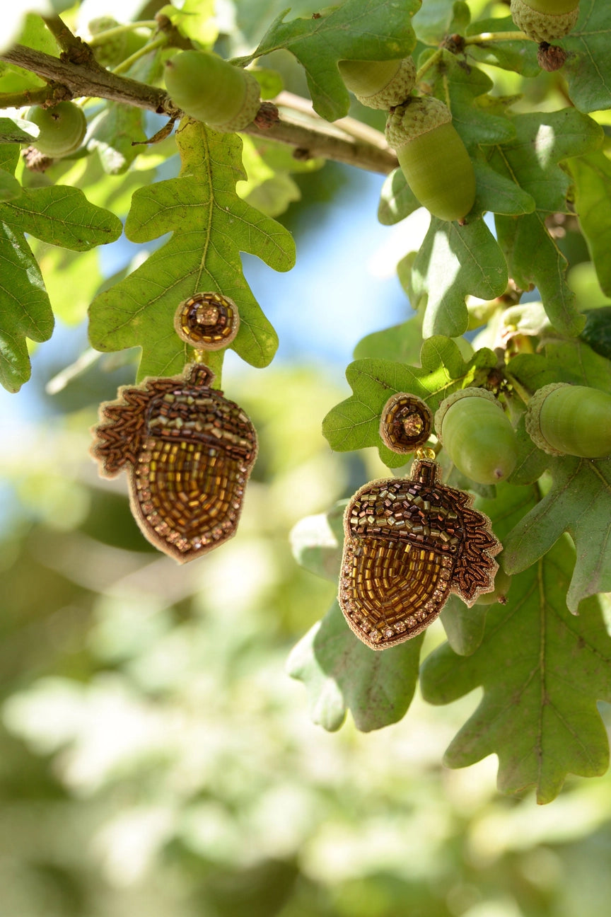 My Doris Acorn Beaded Drop Earrings
