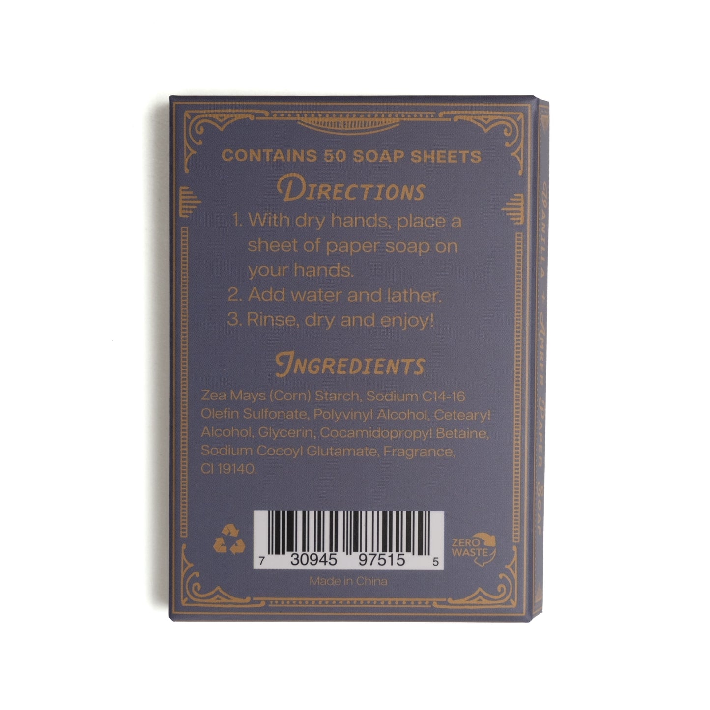 Vanilla + Amber Paper Soap 50 sheets - Precious Sparkle