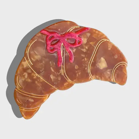 Hand-Painted Bow Croissant Claw Hair Clip