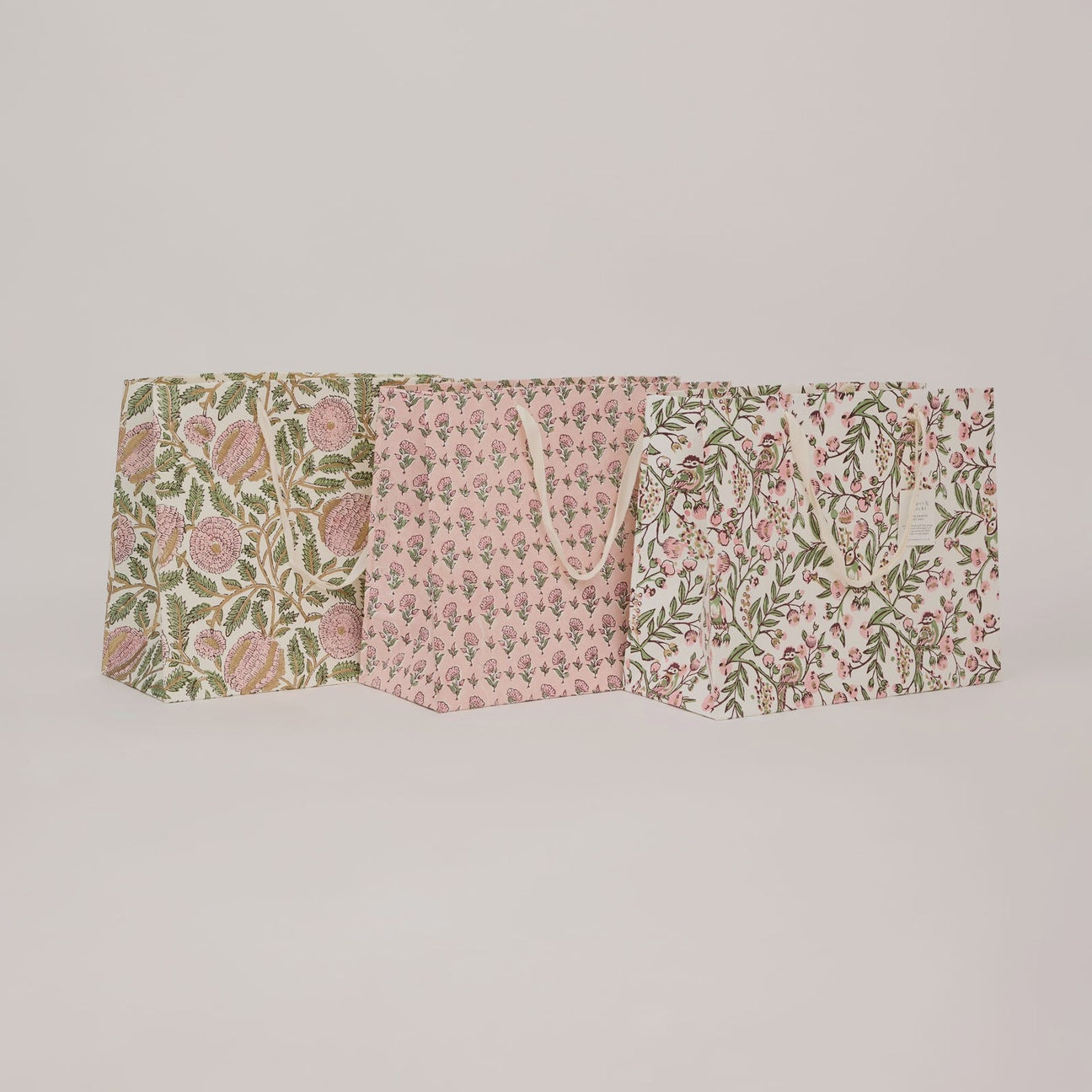 Hand Block Printed Gift Bags Large Blush Refresh
