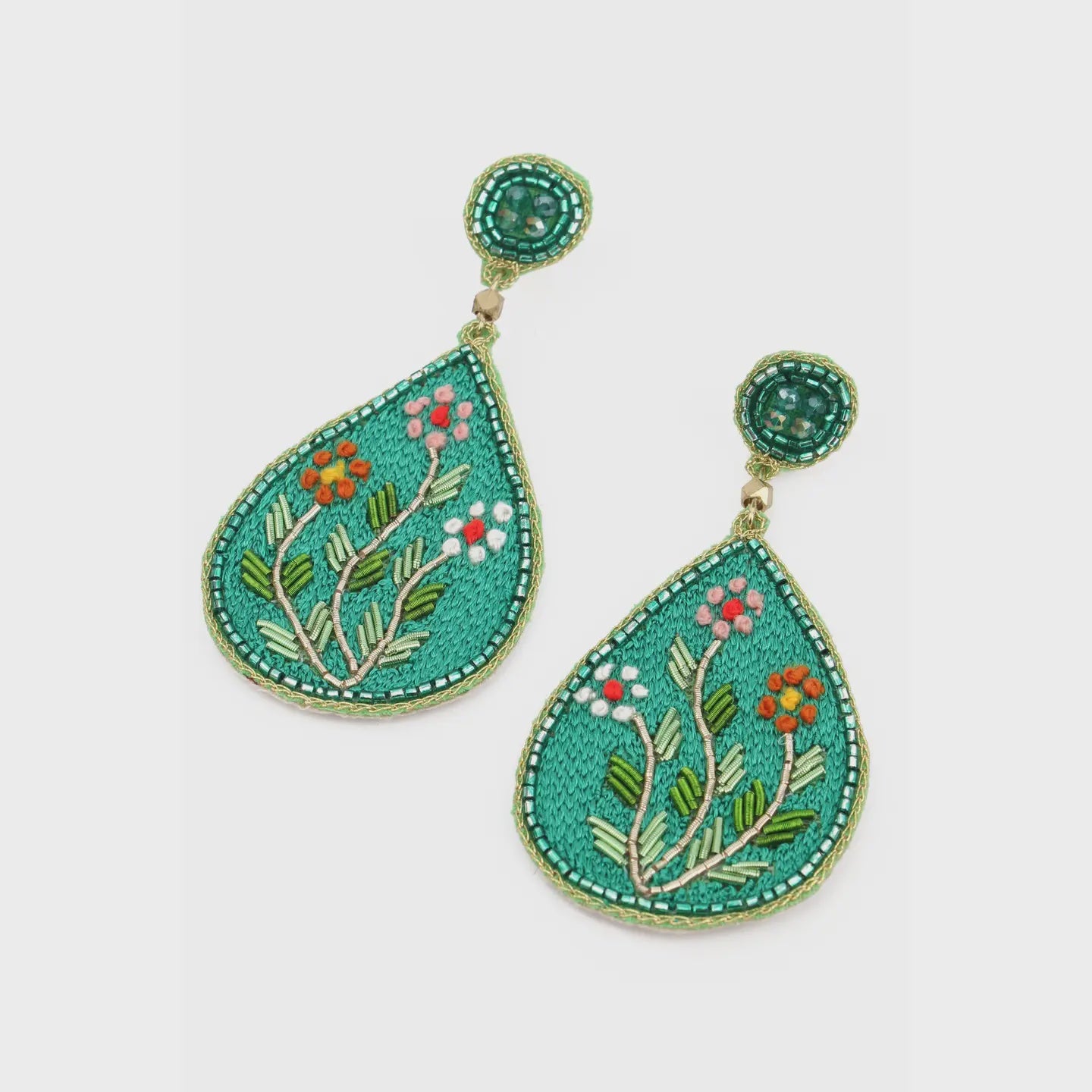 My Doris Folk Floral Teardrop Earrings BLue - Precious Sparkle