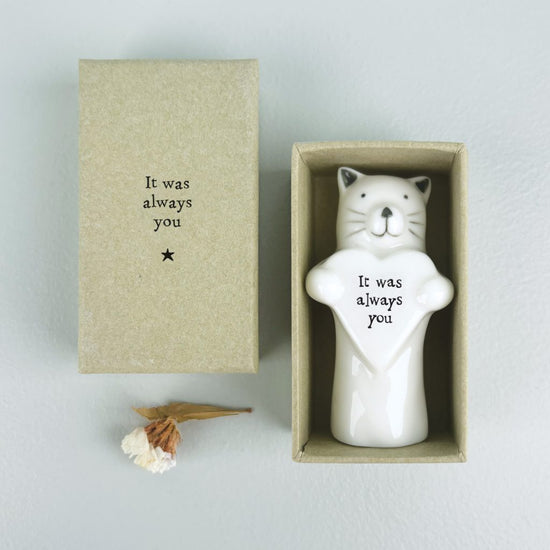 East of India Porcelain Heart Animal Cat