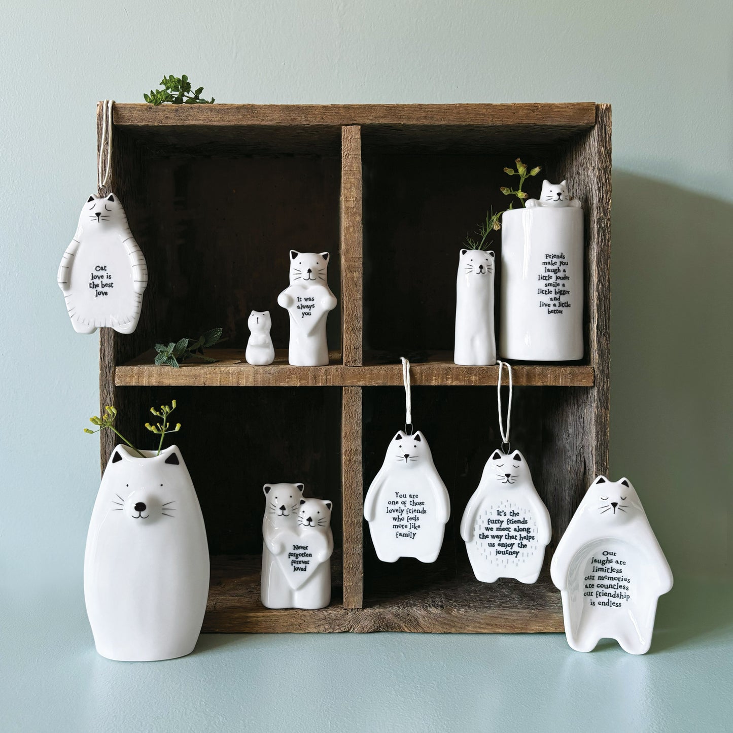 East of India Porcelain Heart Animal Cat