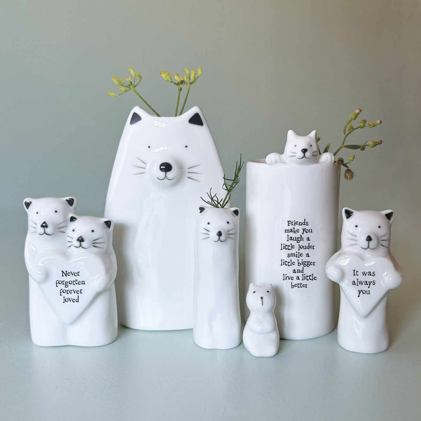 East of India Porcelain Animal Couple Cats