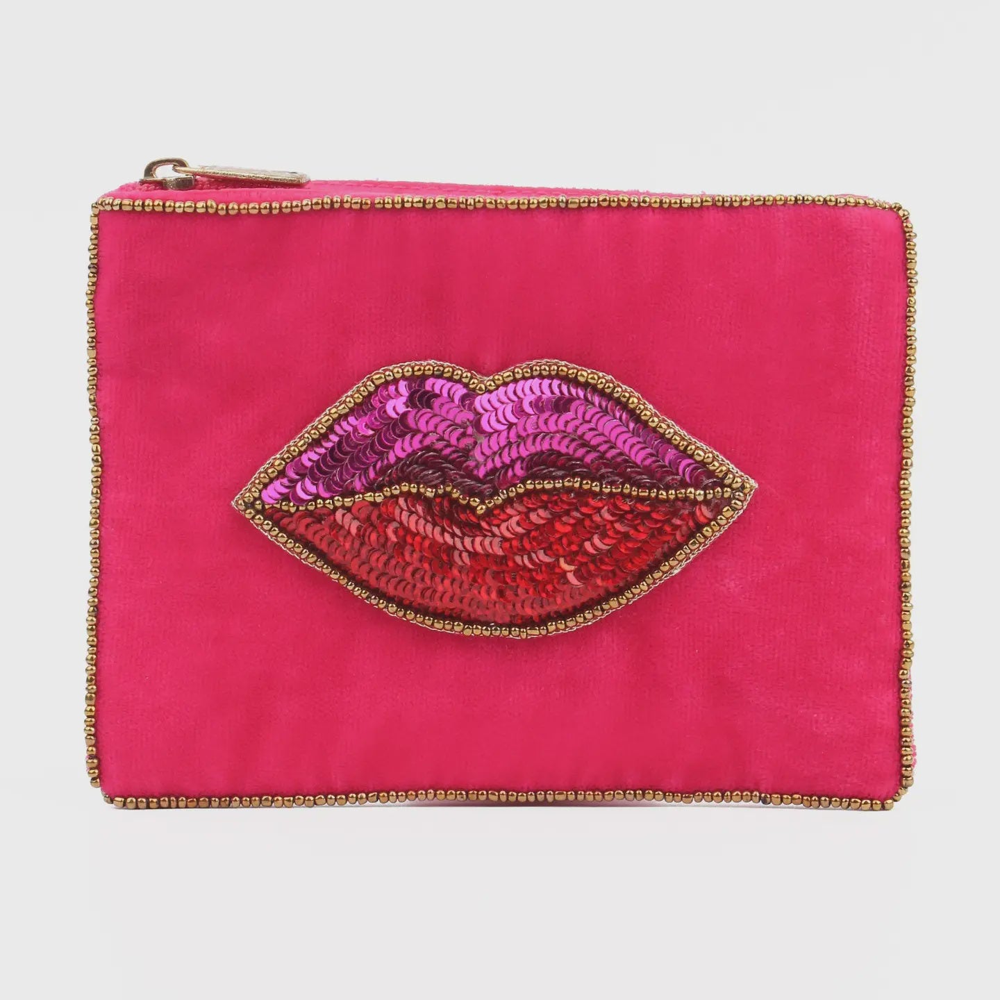 My Doris Lips On Bright Pink Small Pouch - Precious Sparkle