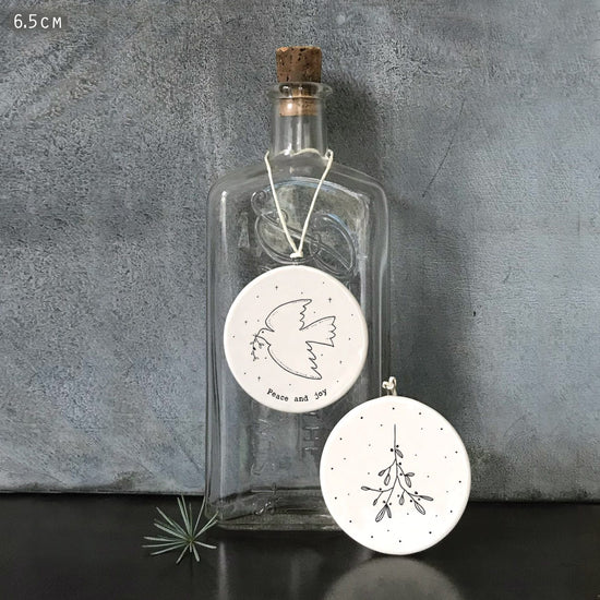 East of India Porcelain Bauble Peace & Joy - Precious Sparkle