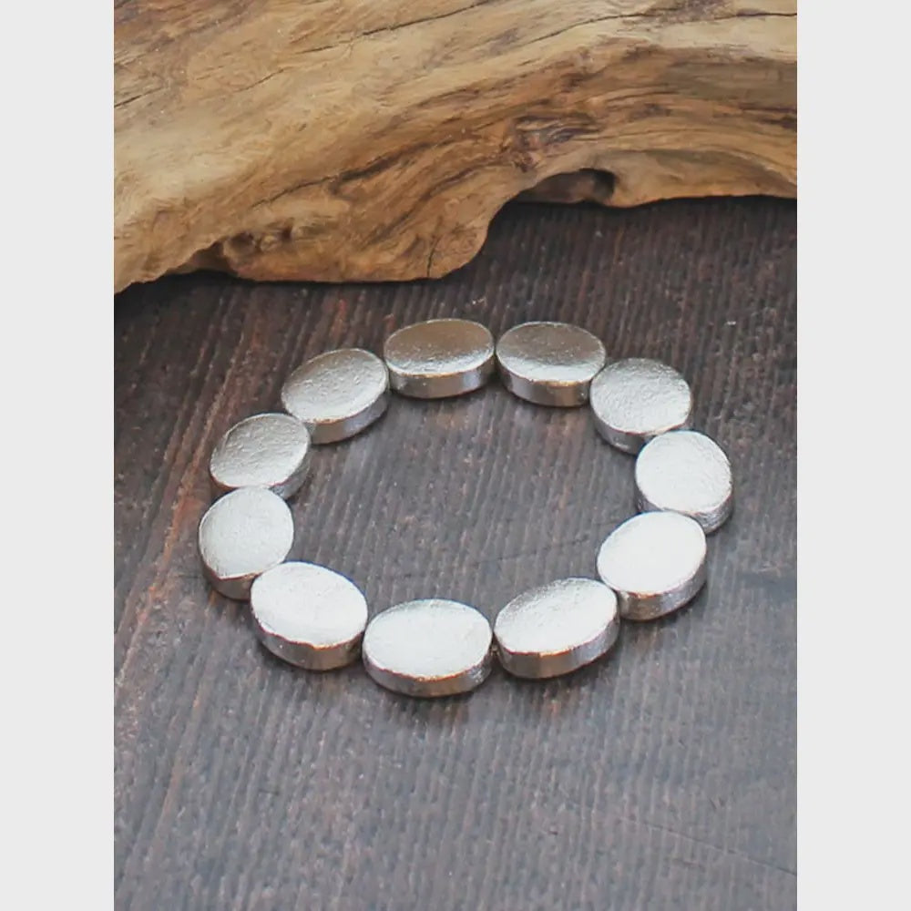 Suzie Blue Oval Disc Bracelet Silver