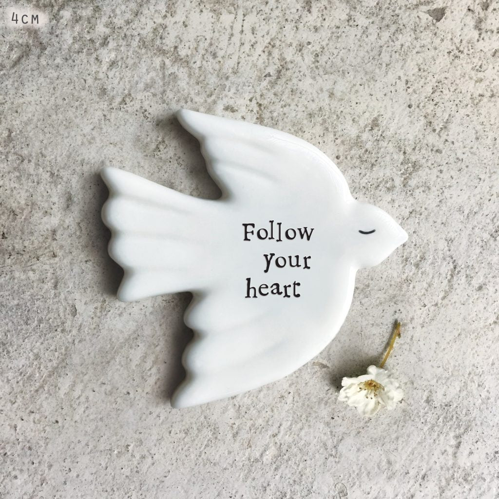 East of India  Tiny dove token-Follow your heart - Precious Sparkle