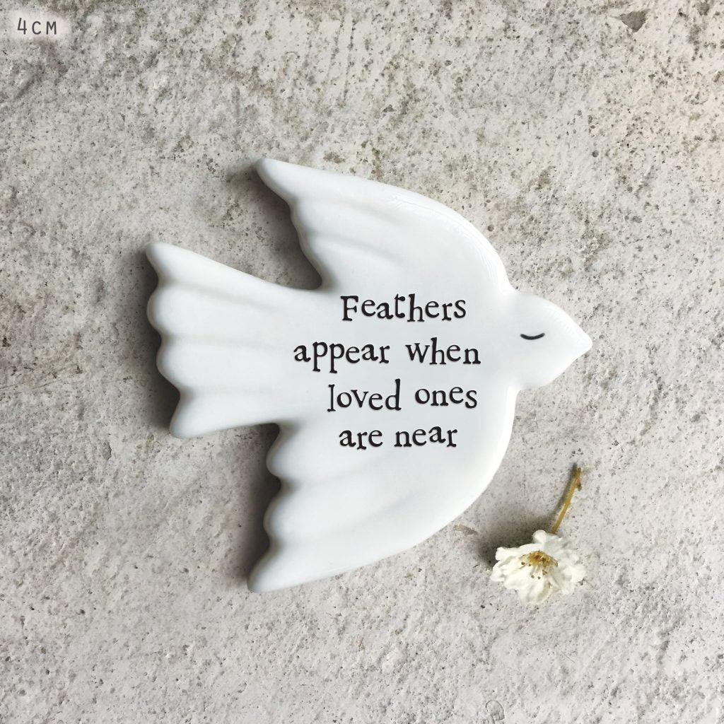 East of India Tiny dove token-Feathers appear when loved ones - Precious Sparkle