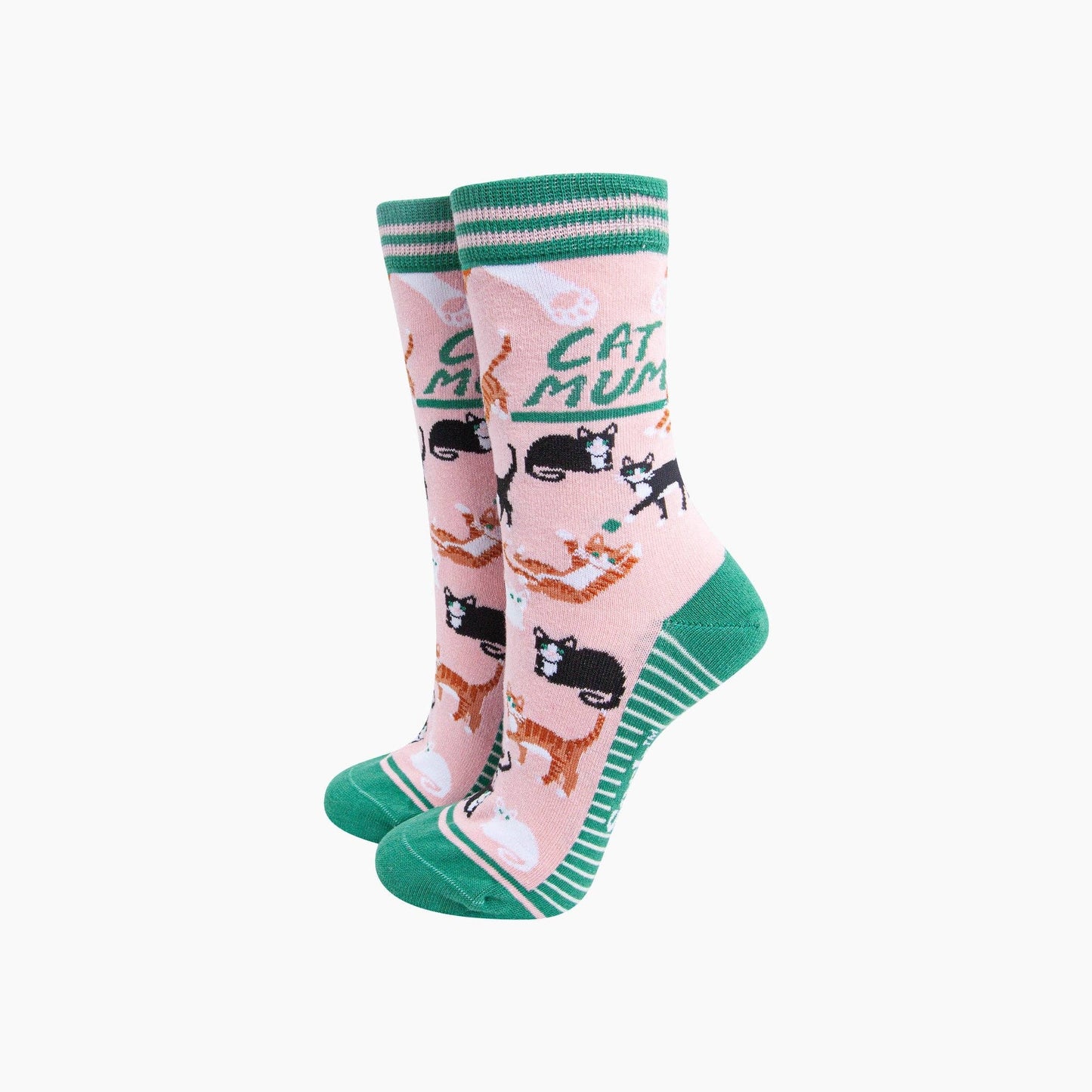 Sock Talk Cat Mum Combed Cotton Socks in Pink - Precious Sparkle