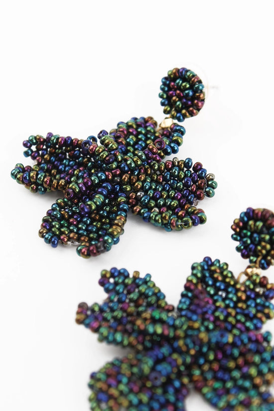 My Doris 3D Small Petrol Flower Earrings