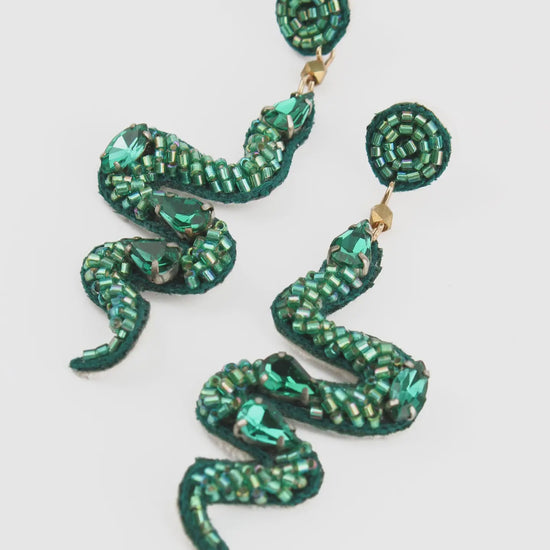 My Doris Green Snake Earrings