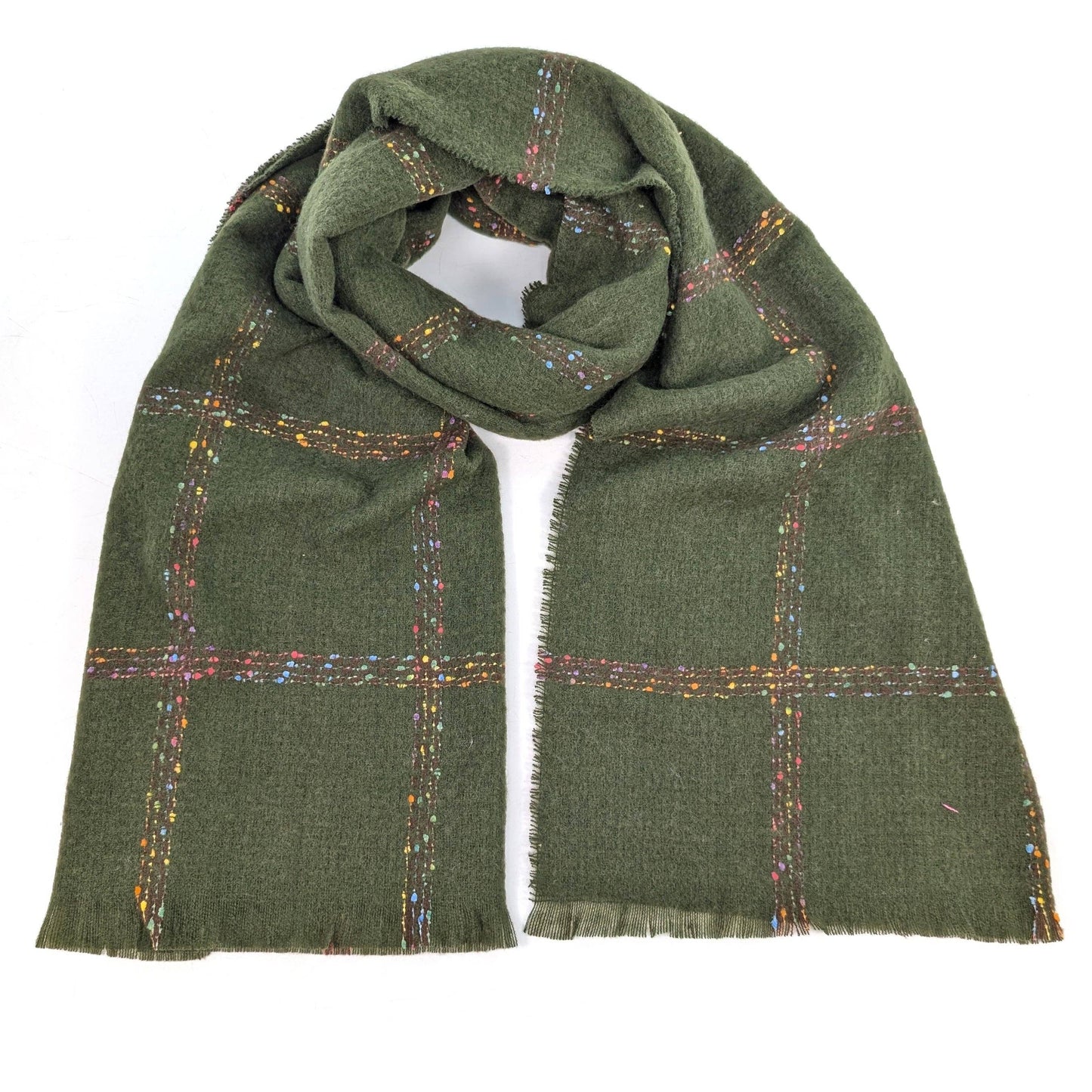 Pantai Spotty Boxy Thick Scarf Racing Green