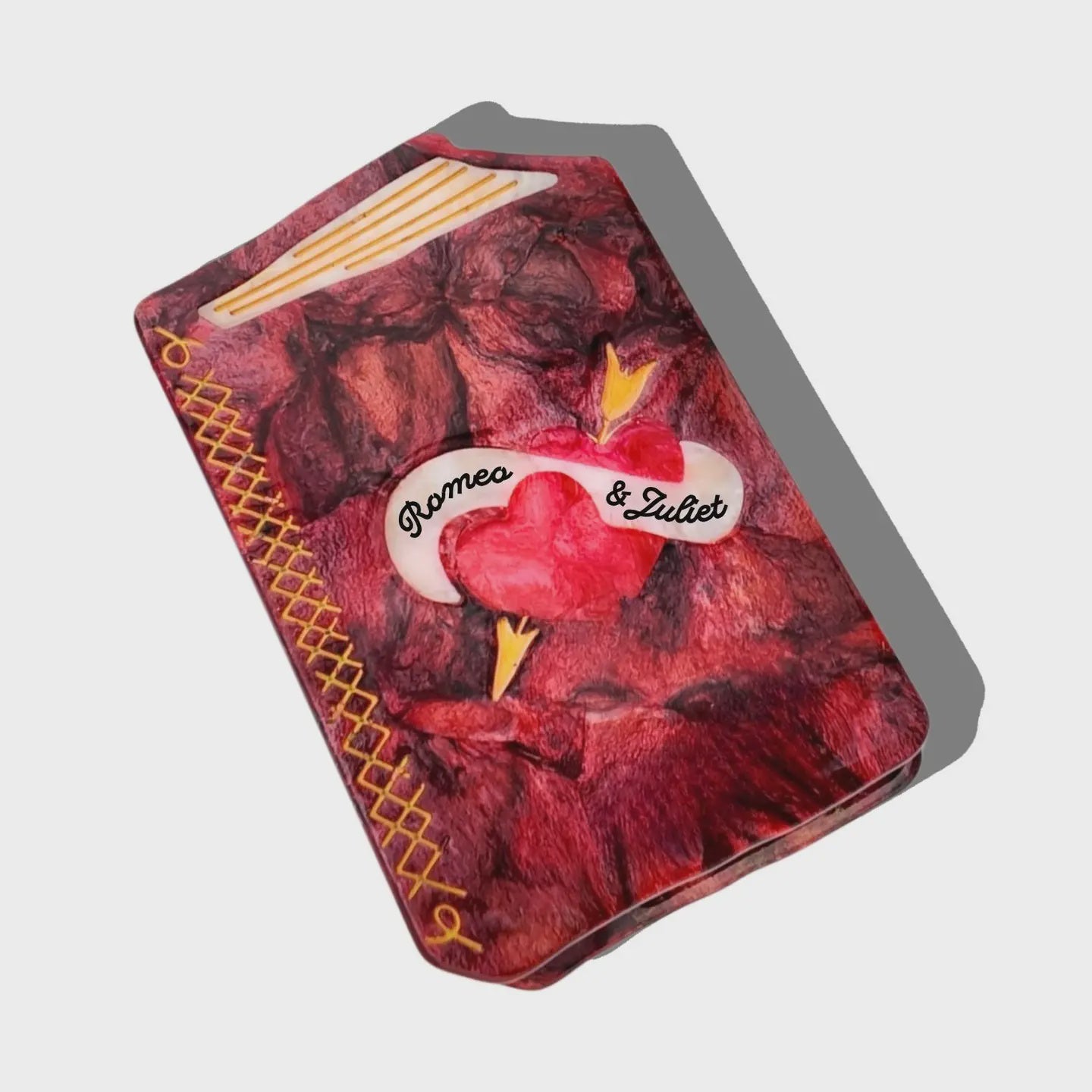 Hand-Painted Mini Romeo & Juliet Book Claw Hair Clip