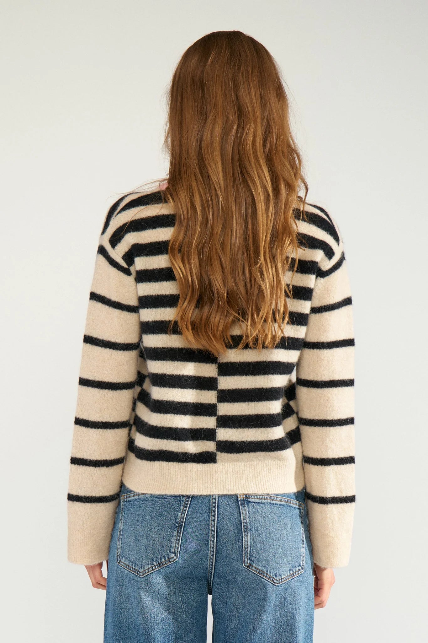 Numph Nuriette Block Stripe Pullover - Caviar