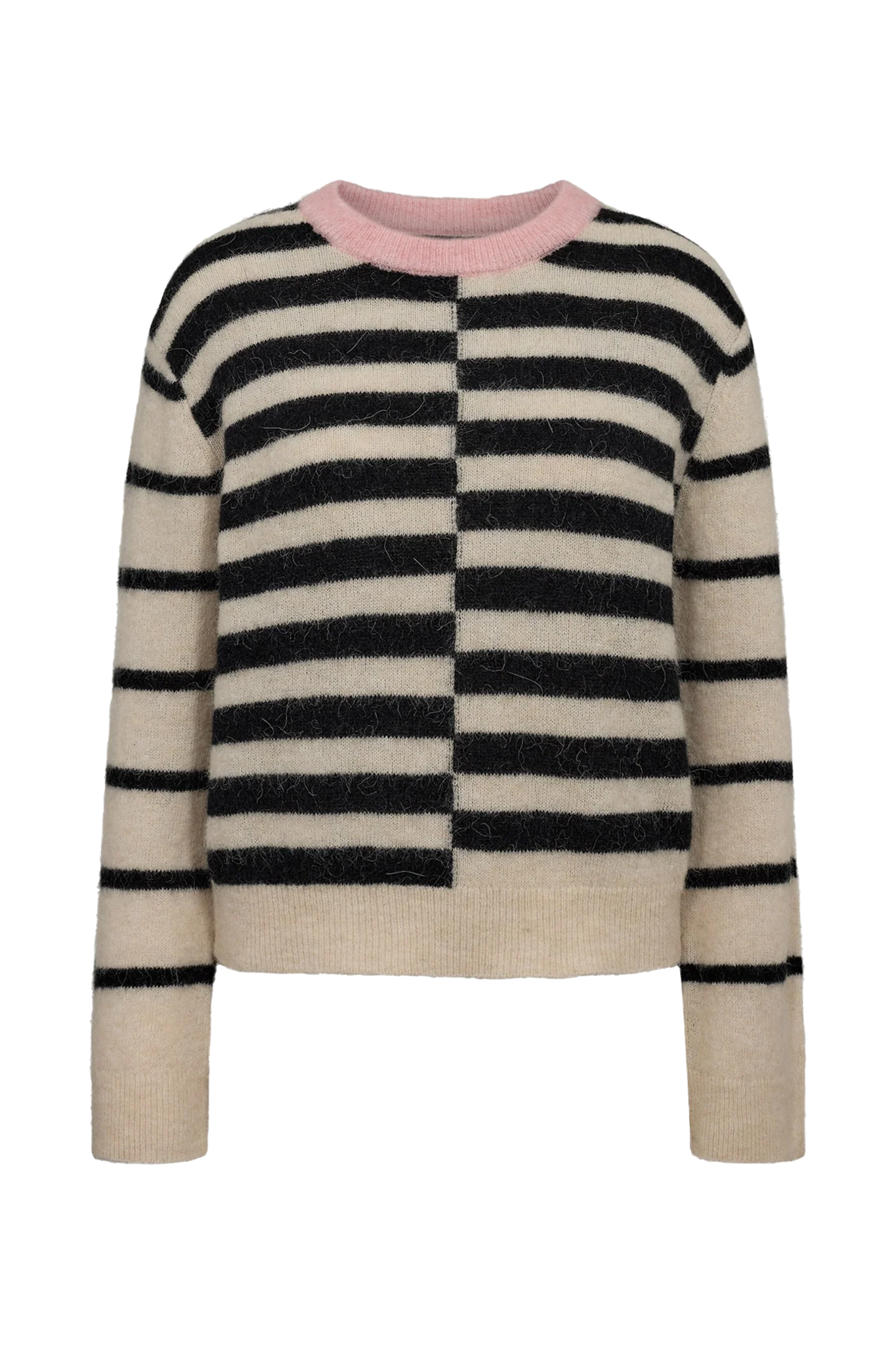 Numph Nuriette Block Stripe Pullover - Caviar