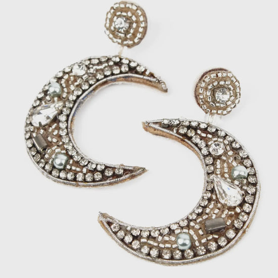 My Doris Silver Beaded Moon Drops