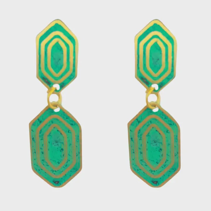 Reva Earrings, Green - Precious Sparkle