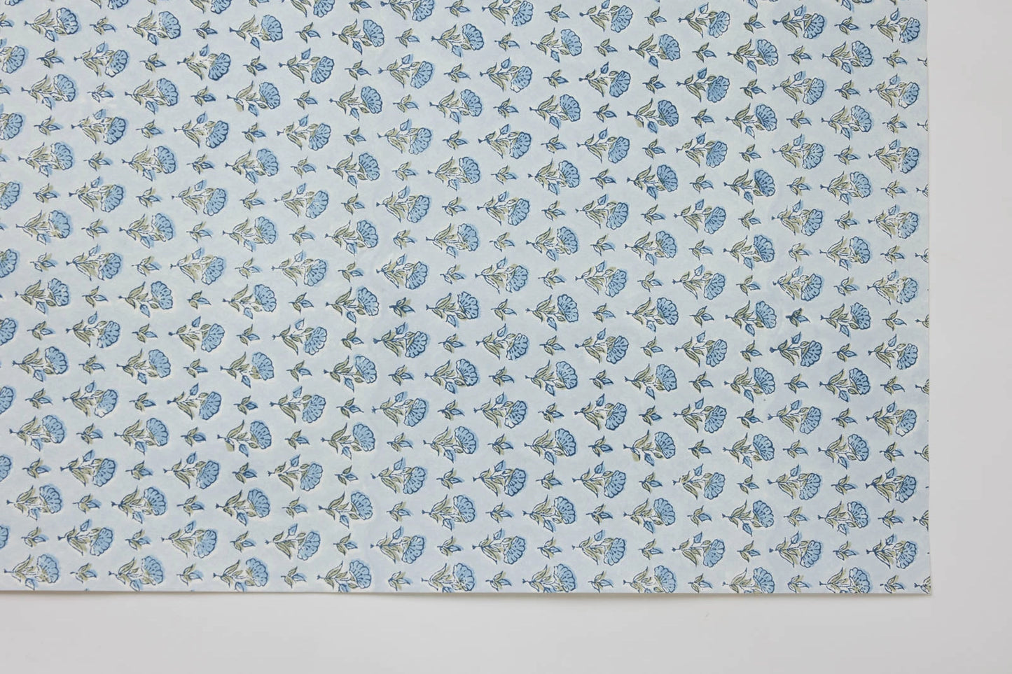 Paper Mirchi Block Printed Wrapping Paper Ditsy Floral Blue Stone - Precious Sparkle