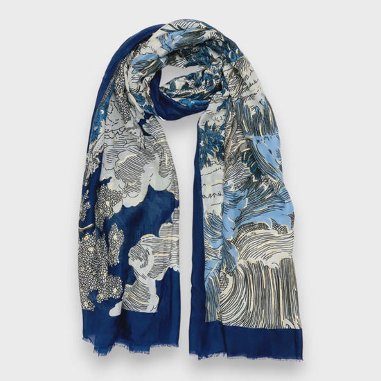 Nature Art Print Scarf Blue