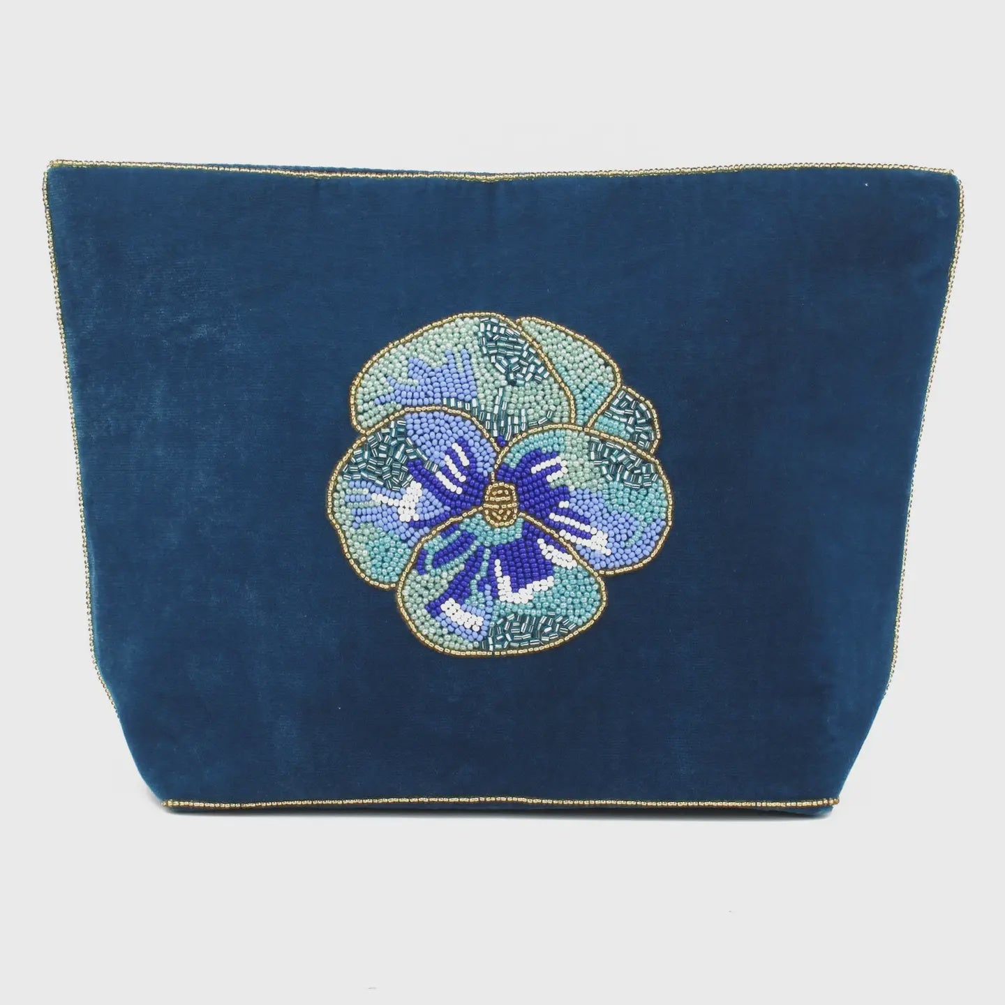 My Doris Blue Pansy Large Pouch - Precious Sparkle