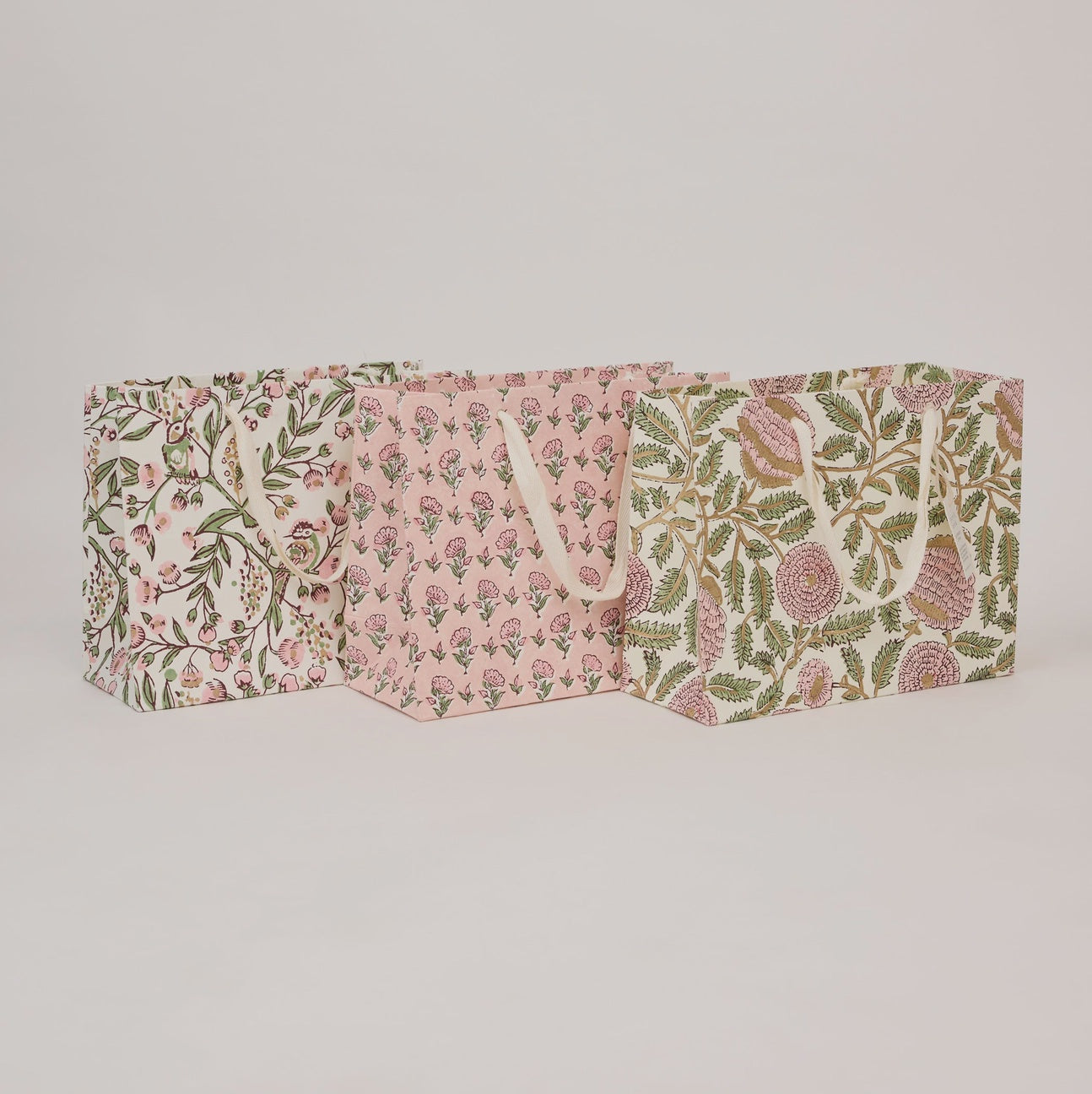 Hand Block Printed Gift Bags Medium Blush Refresh