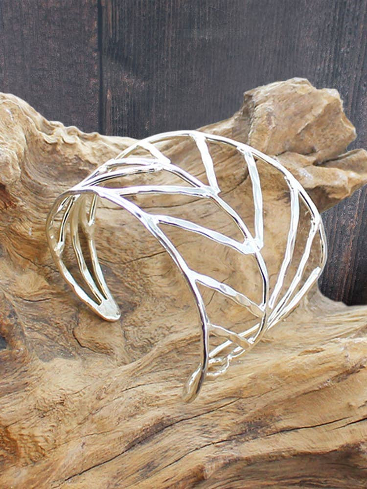 Suzie Blue Beaten Leaf Cuff