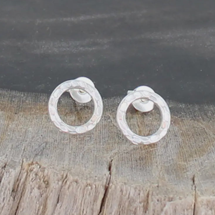 Suzie Blue Silver Ring Stud Earrings