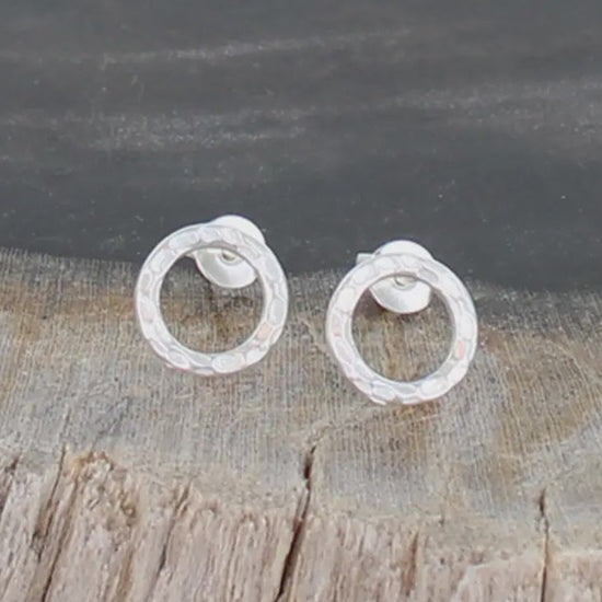 Suzie Blue Silver Ring Stud Earrings