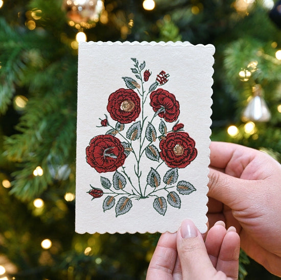 Hand Block Printed Greeting Card - Gc Gulab Sage - Precious Sparkle