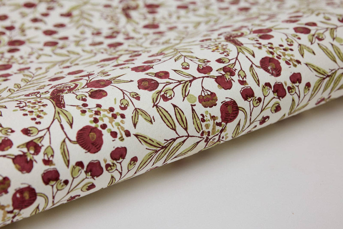 Paper Mirchi Block Printed Wrapping Paper Sheets - Songbird Scarlet