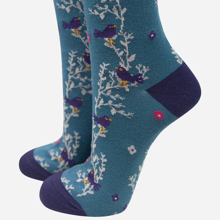 Sock Talk Women's Bamboo Socks Blackbird Vine - Precious Sparkle