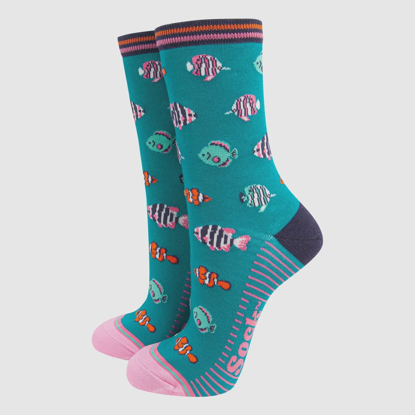 Sock Talk Women's Bamboo Socks- Aqua Fish - Precious Sparkle