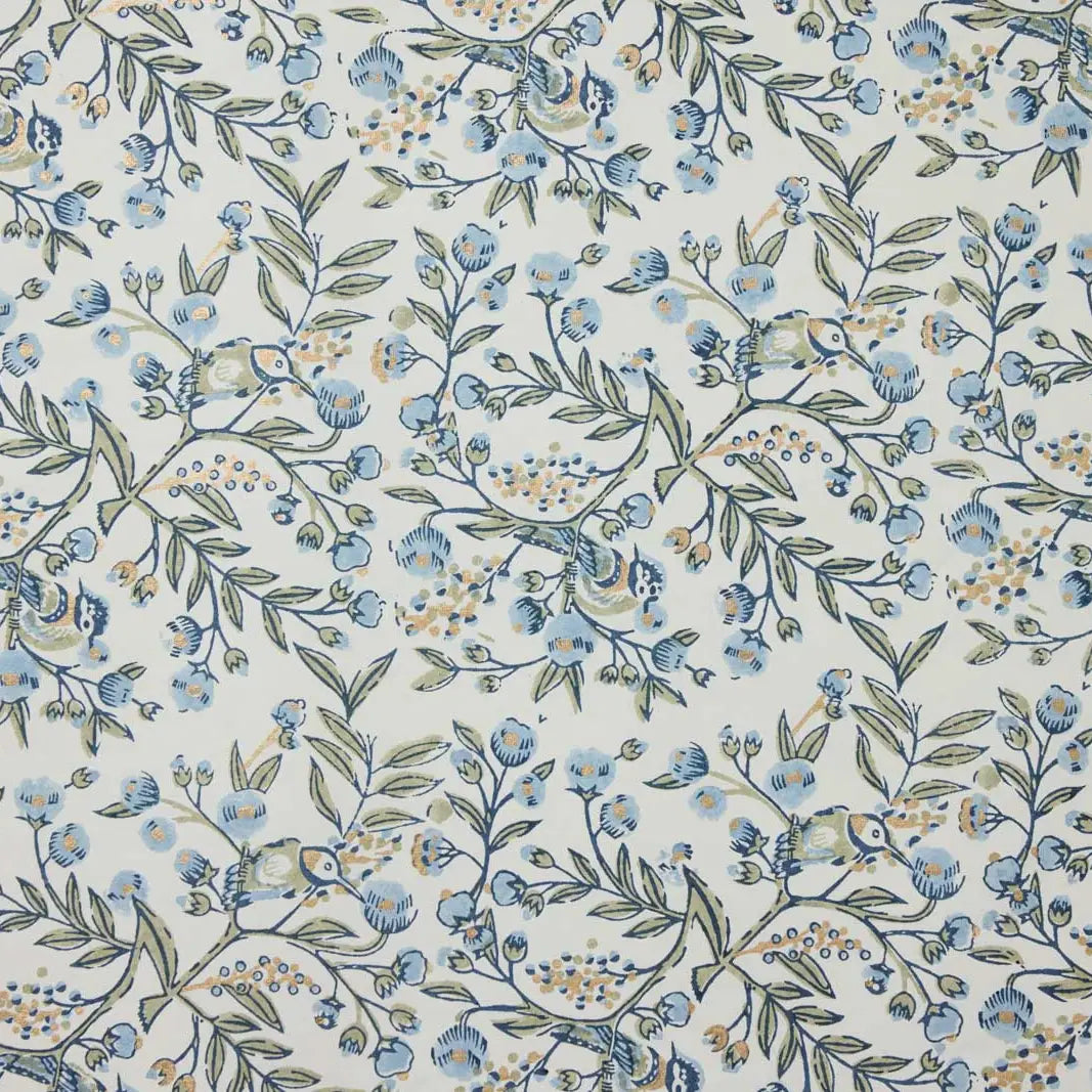 Paper Mirchi Block Printed Wrapping Paper Song Birds Bluestone - Precious Sparkle