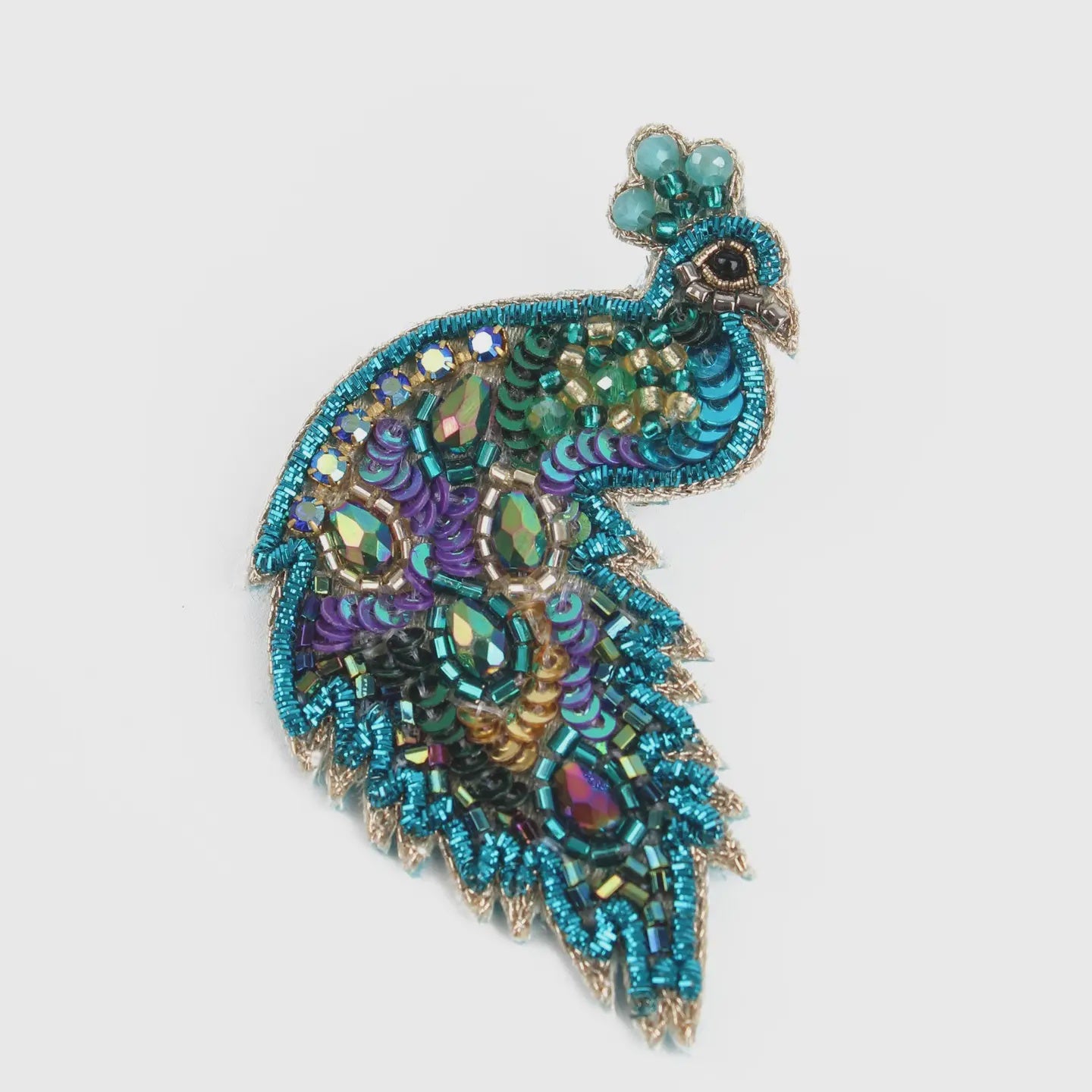 My Doris Beaded Peacock Brooch