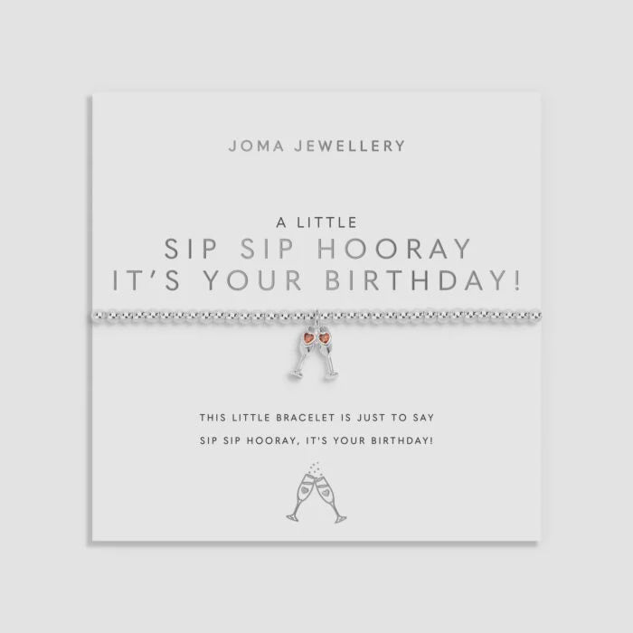 Joma Jewellery A Little 'Sip Sip Hooray It's Your Birthday!' Bracelet - Precious Sparkle