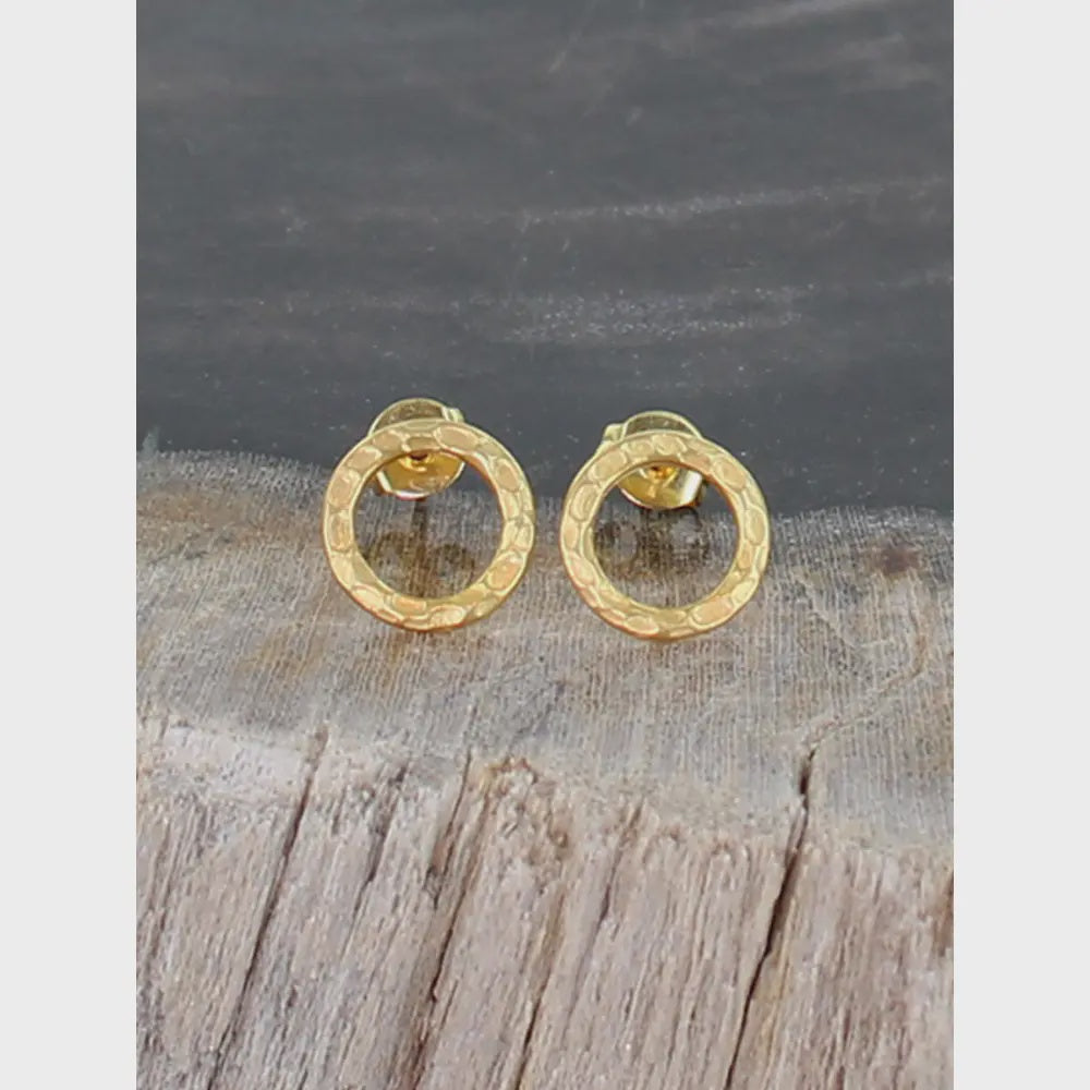 Suzie Blue Gold Ring Stud Earrings - Precious Sparkle