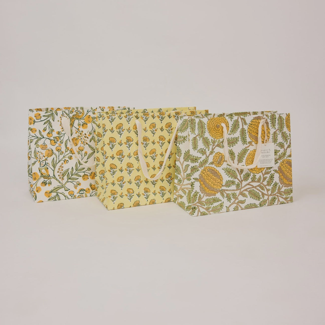 Hand Block Printed Gift Bags Medium Sunshine Refresh