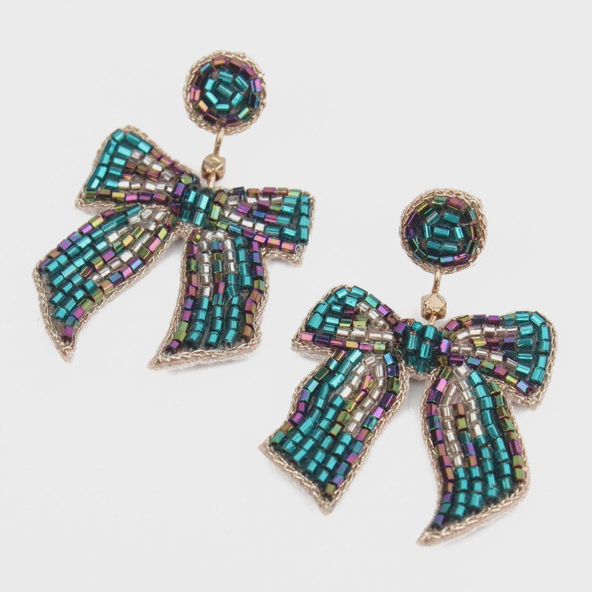 My Doris Silver Blue Bow Earrings