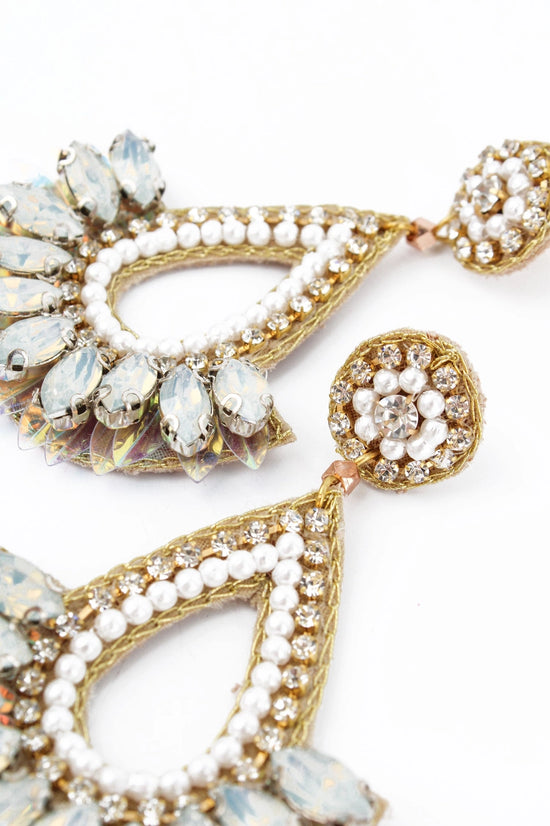 My Doris Pearl & White Art Deco Earrings