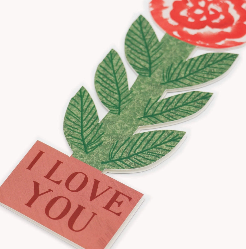 Tall Rose, I Love You Card - Precious Sparkle