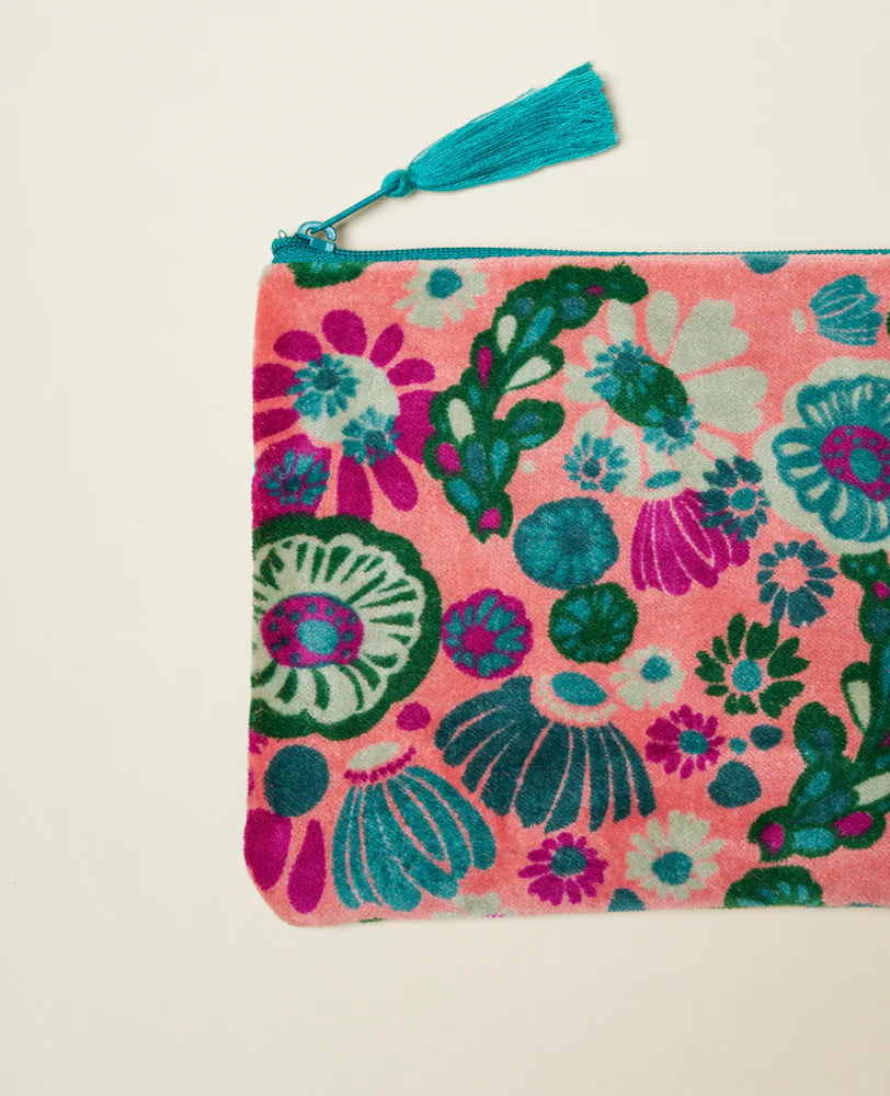 Les Touristes Medium Pouch Velvet Molly Coral