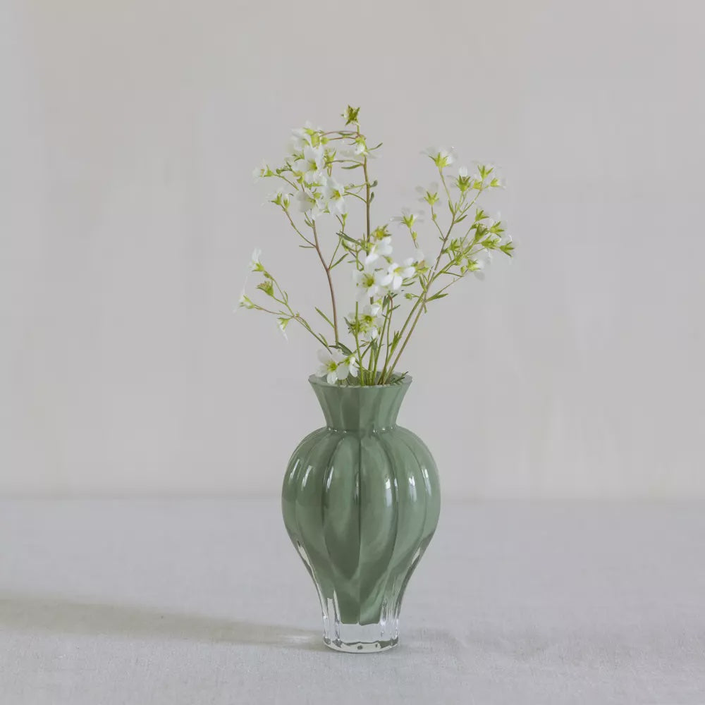 Green Ribbed Posy Vase - Precious Sparkle