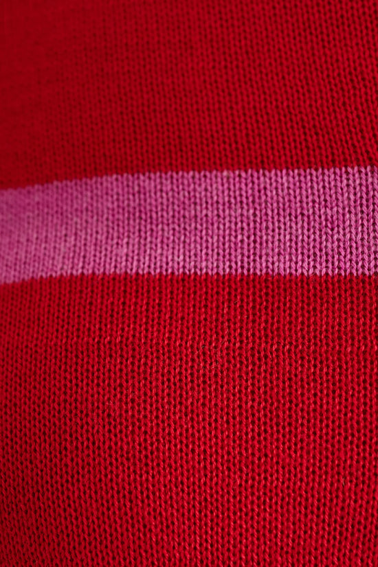 Louche Bly Bow Intarsia Striped Jumper Red