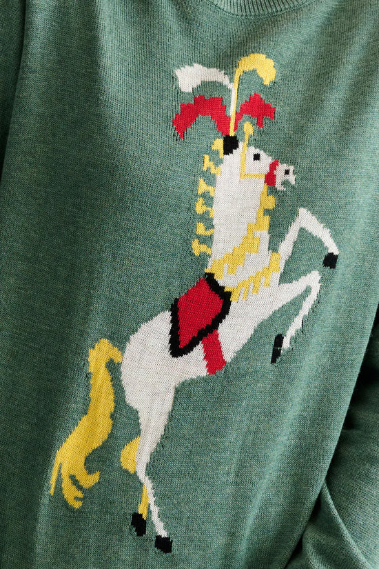 Louche Bly Green Circus Pony Intarsia Jumper